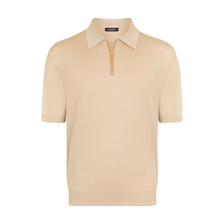 SILK AND CROCODILE LEATHER ZIP POLO | Stefano Ricci Sale
