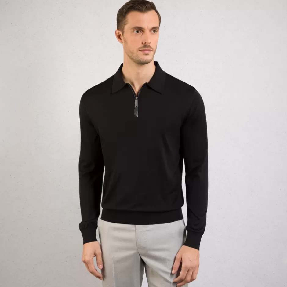 SILK AND CROCODILE LEATHER ZIP POLO | Stefano Ricci Shop