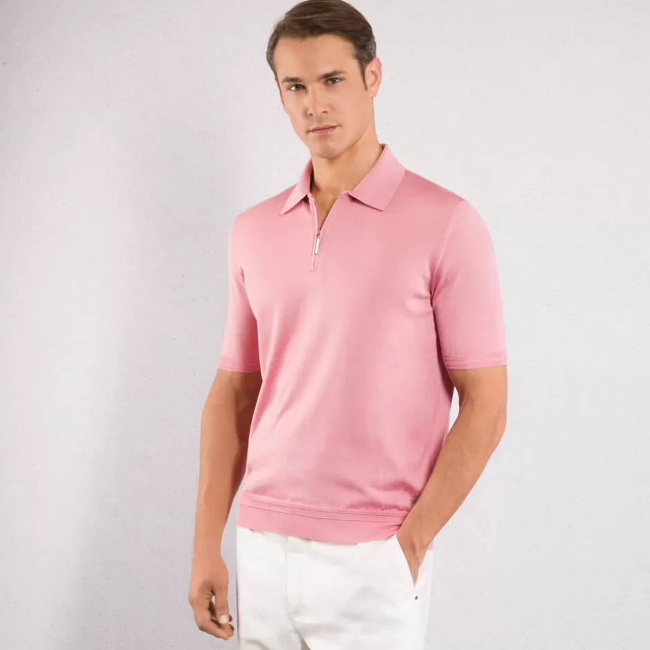 SILK ZIP POLO SHIRT | Stefano Ricci Discount