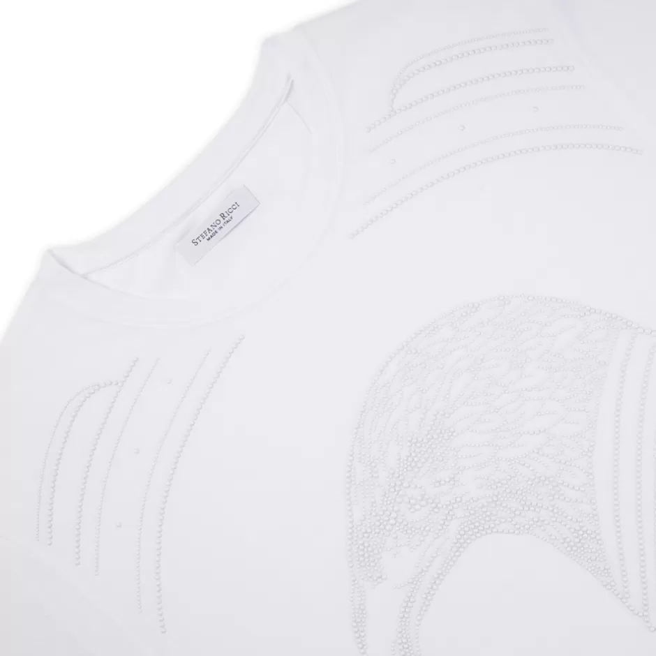STUDDED AND COTTON T-SHIRT | Stefano Ricci Online