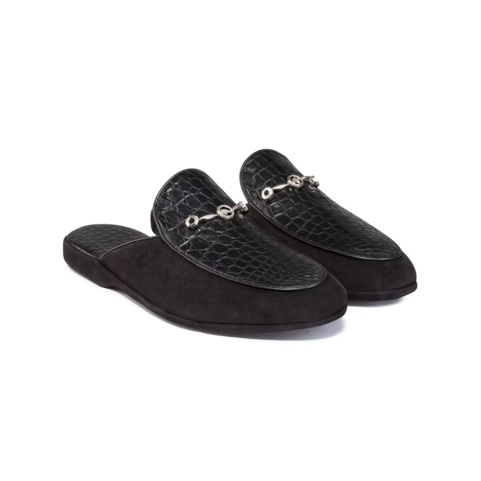 SUEDE AND CALFSKIN LEATHER SLIPPERS | Stefano Ricci Cheap