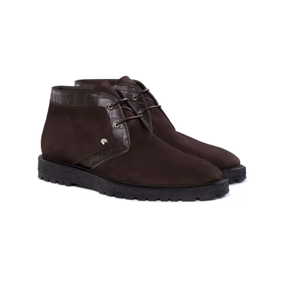 SUEDE AND CROCODILE CHUKKA BOOTS | Stefano Ricci Flash Sale