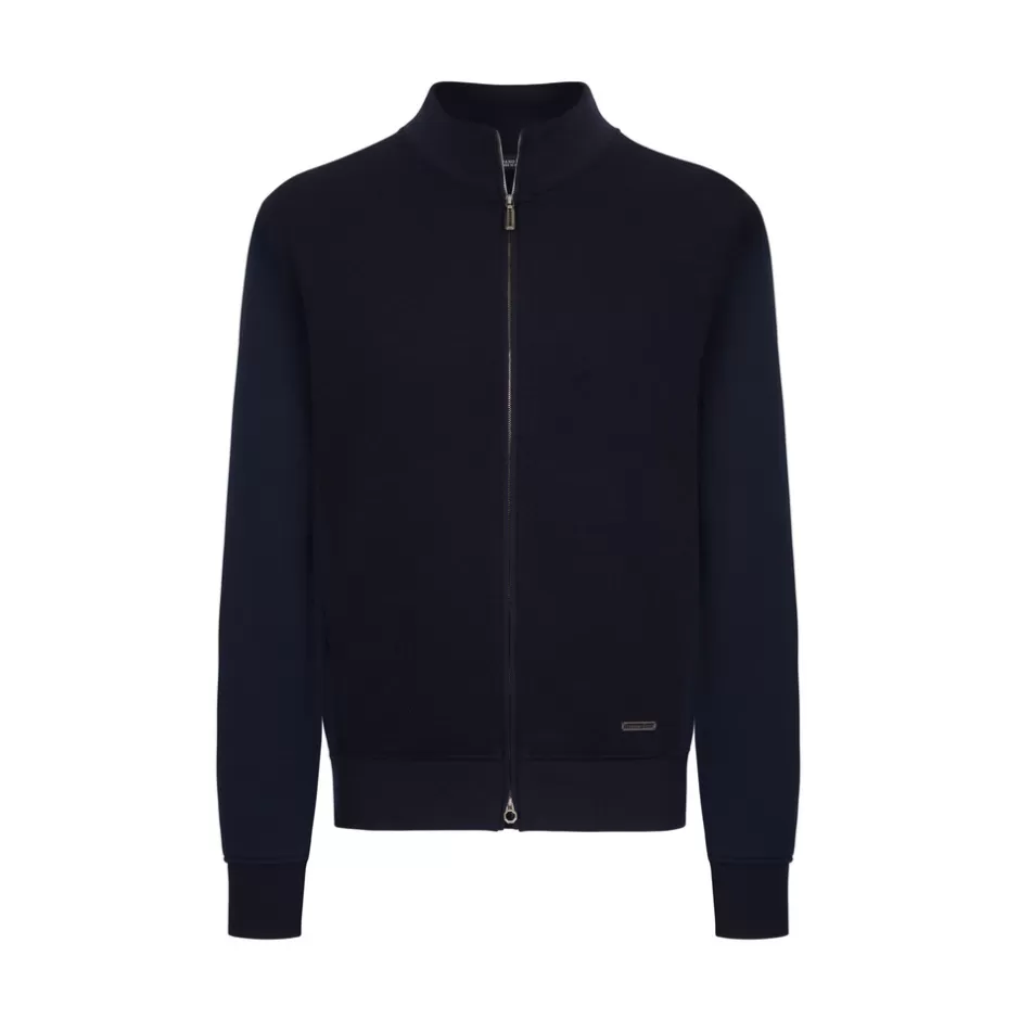 WOOL AND COTTON BLEND ZIP SWEATER | Stefano Ricci Discount