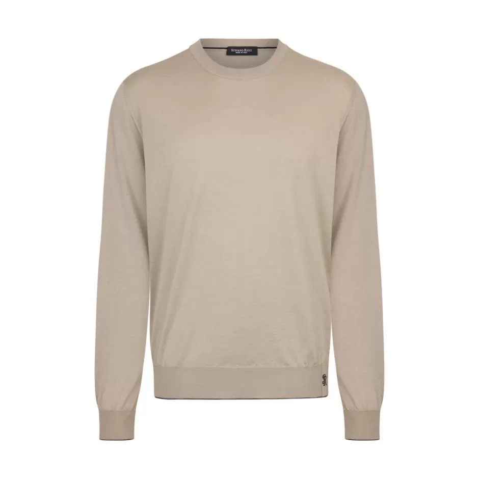 WOOL AND SILK BLEND CREWNECK SWEATER | Stefano Ricci Flash Sale