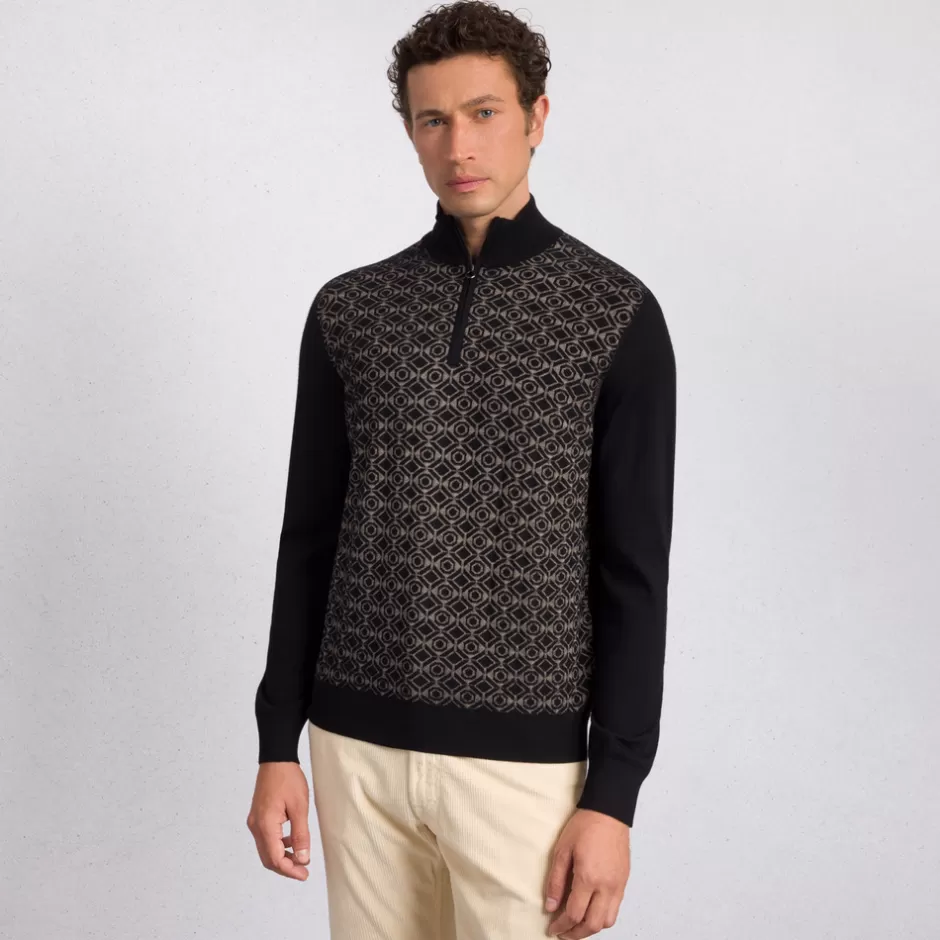 WOOL AND SILK BLEND MOCK NECK SWEATER | Stefano Ricci Discount