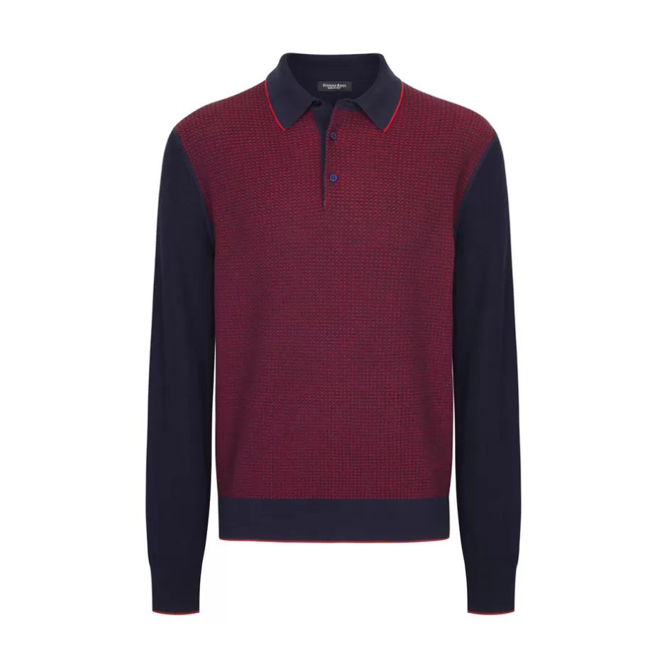 WOOL AND SILK BLEND THREE-BUTTON POLO SHIRT | Stefano Ricci Clearance