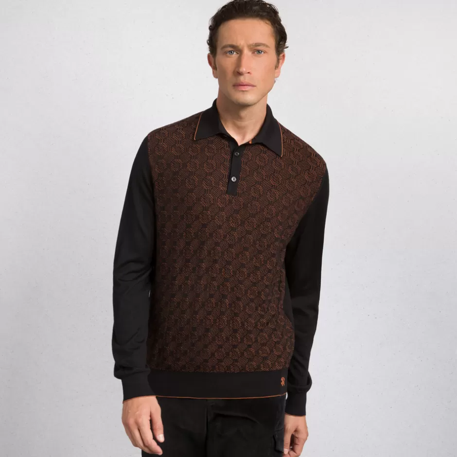 WOOL AND SILK BLEND THREE-BUTTON POLO SHIRT | Stefano Ricci Cheap