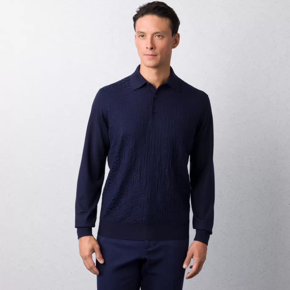 WOOL AND SILK BLEND THREE-BUTTON POLO SHIRT | Stefano Ricci Hot