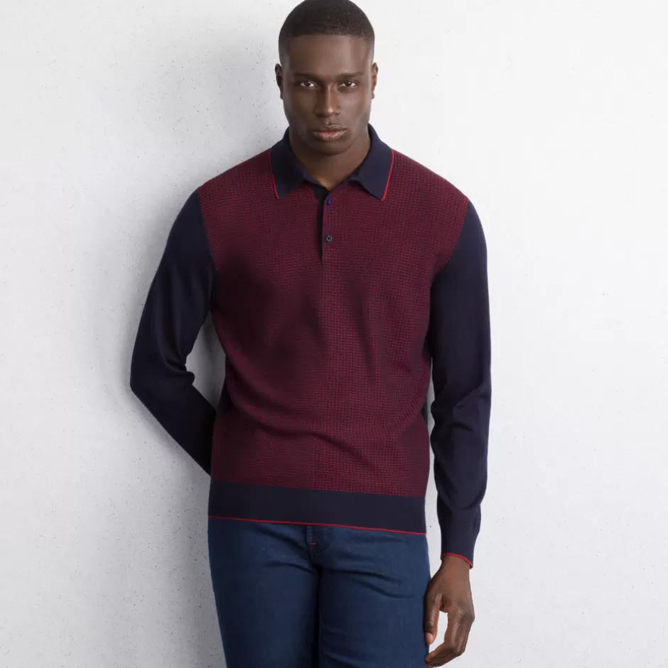 WOOL AND SILK BLEND THREE-BUTTON POLO SHIRT | Stefano Ricci Clearance