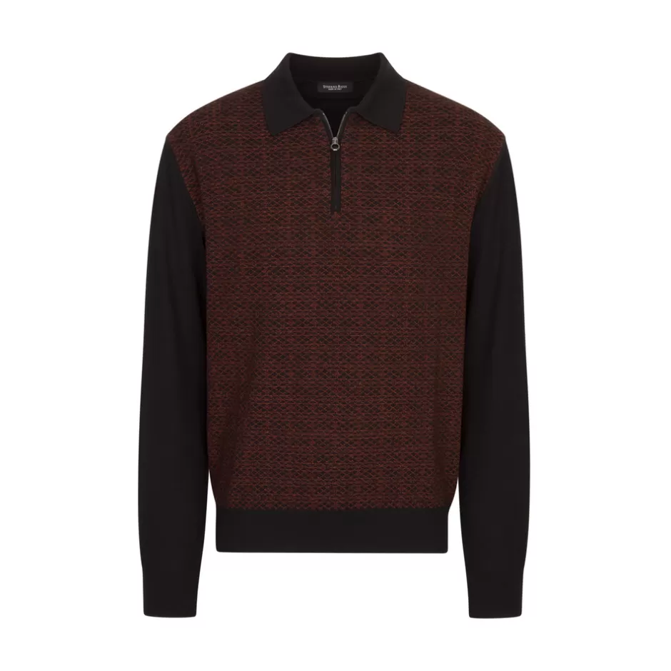 WOOL AND SILK BLEND ZIP POLO SHIRT | Stefano Ricci Cheap
